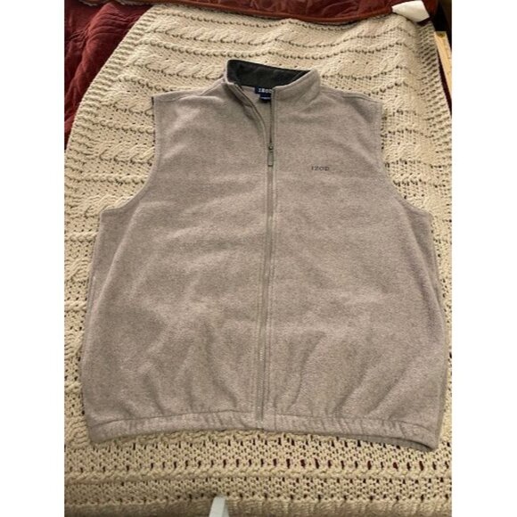 Izod Mens Gray Fleece Vest Zip-Up Sleeveless Jacket L Size - Picture 1 of 16